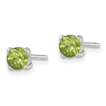 Sterling Silver Polished 4mm Round Light Green Cz Stud Earrings