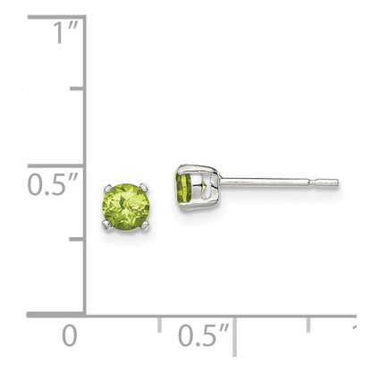 Sterling Silver Polished 4mm Round Light Green Cz Stud Earrings