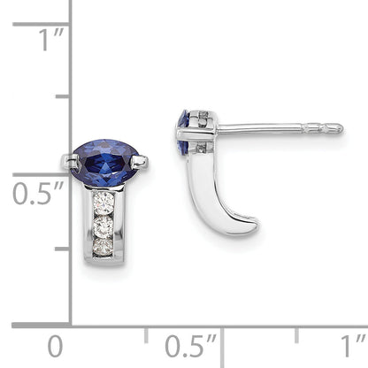 Sterling Silver Periwinkle & White Cz Post Earrings