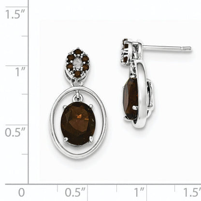 Sterling Silver Smoky Quartz Post Dangle Earrings