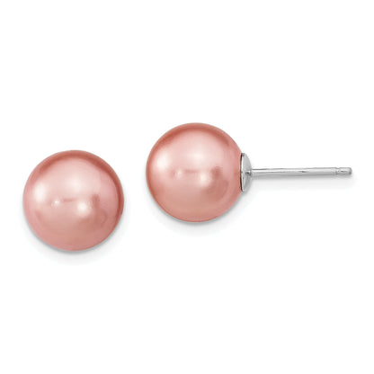 Sterling Silver Rh 10-11mm Wht/Pink/Blk Imit. Shell Pearl Earring Set