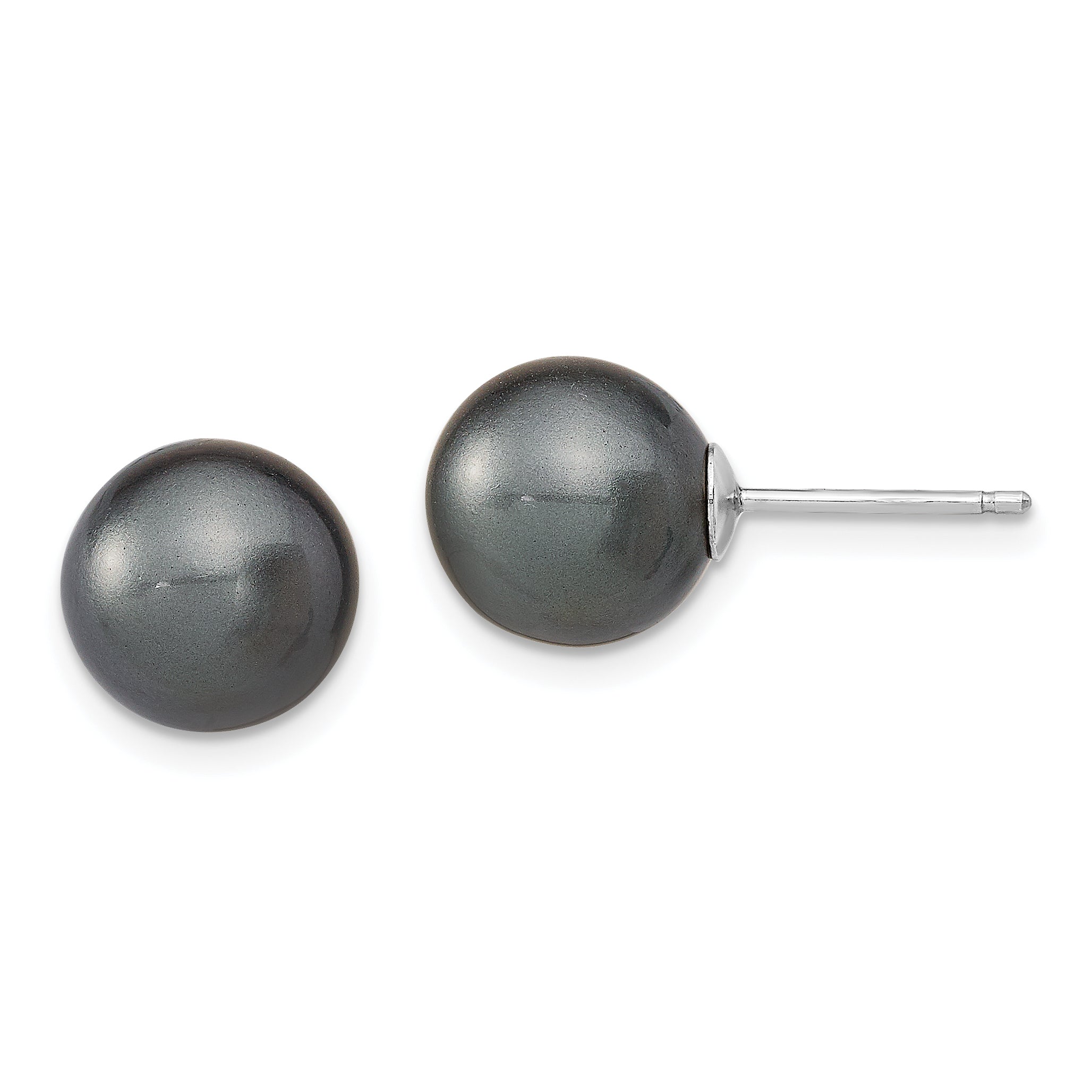 Sterling Silver Rh 10-11mm Wht/Pink/Blk Imit. Shell Pearl Earring Set