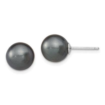 Sterling Silver Rh 10-11mm Wht/Pink/Blk Imit. Shell Pearl Earring Set
