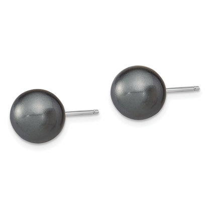 Sterling Silver Rh 10-11mm Wht/Pink/Blk Imit. Shell Pearl Earring Set