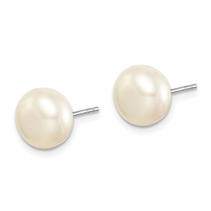Sterling Silver Rhodium-Plated 7 Pairs 8-9mm Fwc Pearl Stud Ear Set