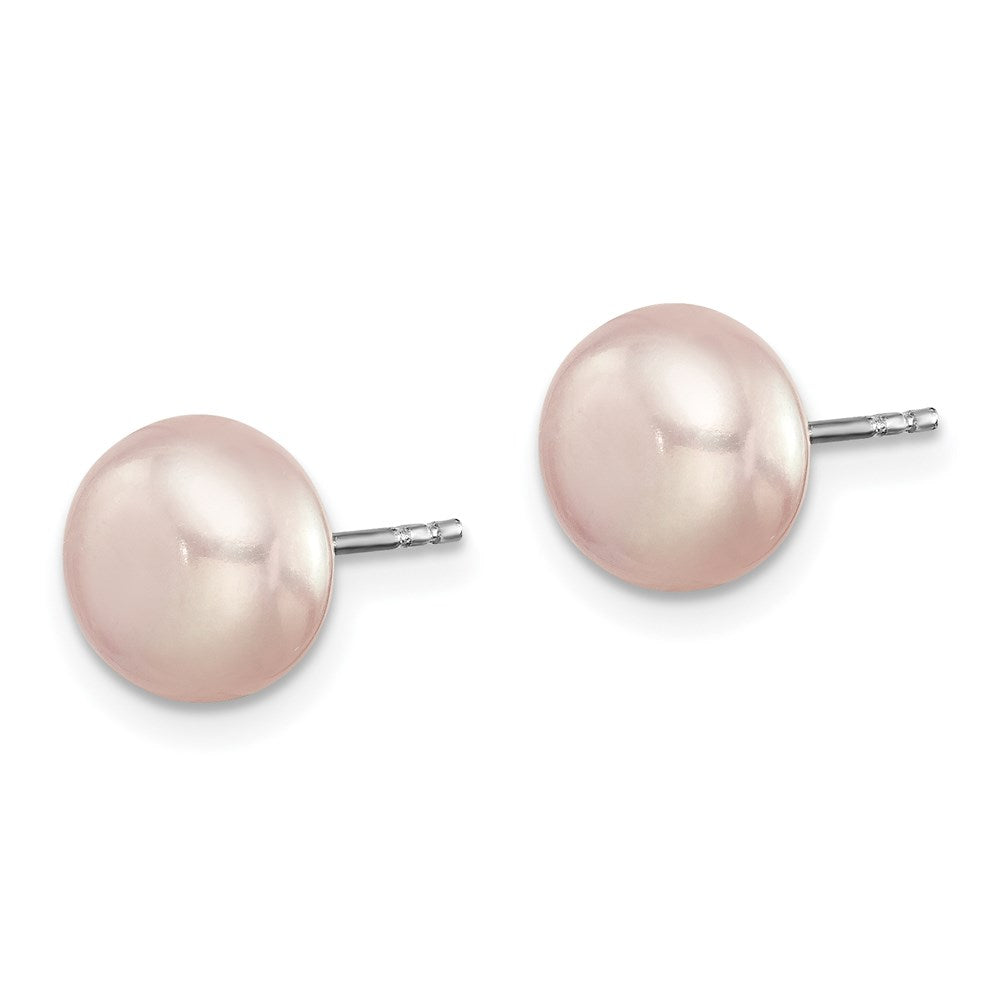 Sterling Silver Rhodium-Plated 7 Pairs 8-9mm Fwc Pearl Stud Ear Set