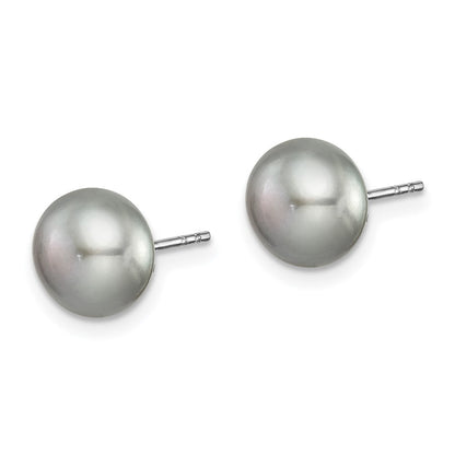 Sterling Silver Rhodium-Plated 7 Pairs 8-9mm Fwc Pearl Stud Ear Set