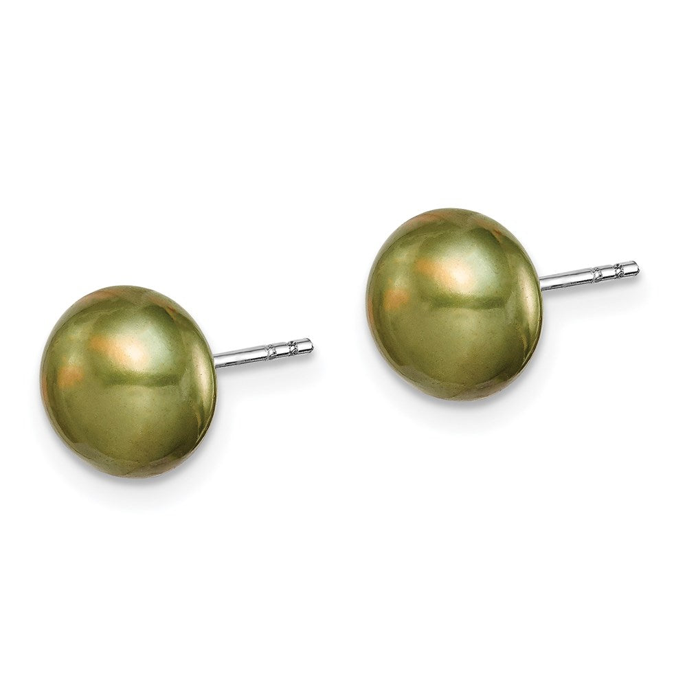 Sterling Silver Rhodium-Plated 7 Pairs 8-9mm Fwc Pearl Stud Ear Set