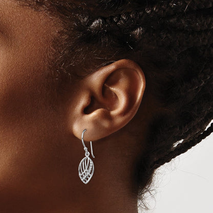Sterling Silver Rhodium-Plated Crystal Shepherd Hook Earrings