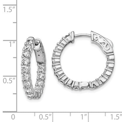 Sterling Silver Shimmer Rhodium-Plated 30 Stone 2.5mm Cz In And Out Round Hinged Hoop Earrings