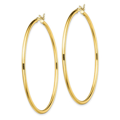Sterling Silver Gold-Tone Polished 2X55mm Hoop Earrings