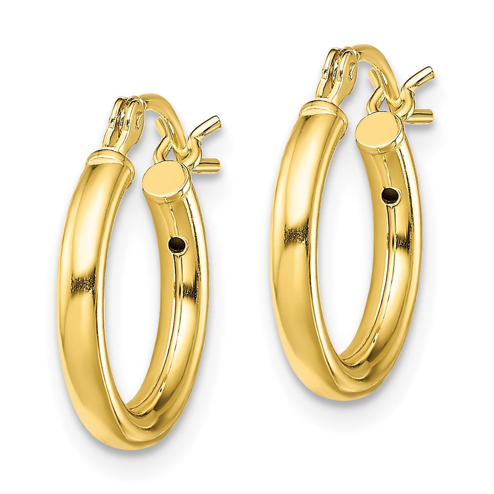 Sterling Silver Gold-Tone Polished 2X14mm Hoop Earrings