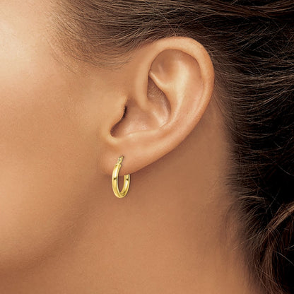 Sterling Silver Gold-Tone Polished 2X14mm Hoop Earrings