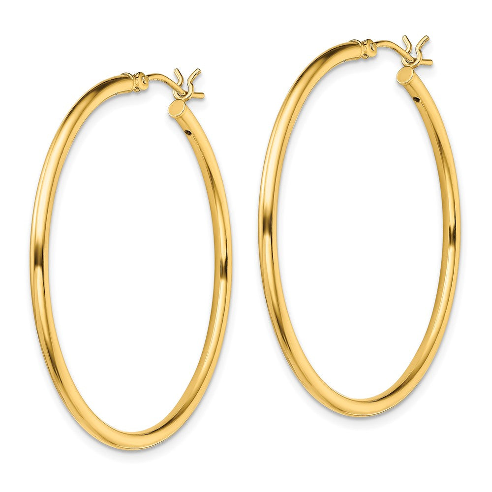 Sterling Silver Gold-Tone Polished 2X40mm Hoop Earrings