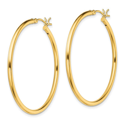 Sterling Silver Gold-Tone Polished 2X40mm Hoop Earrings