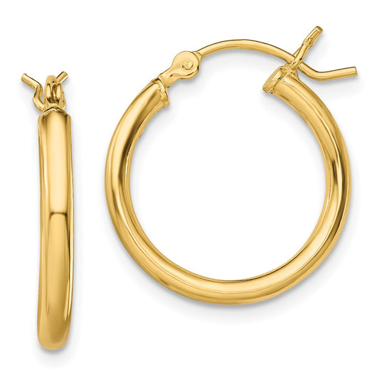 Sterling Silver Gold-Tone Polished 2X18mm Hoop Earrings