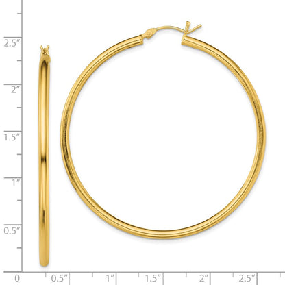 Sterling Silver Gold-Tone Polished 2.5X55mm Hoop Earrings