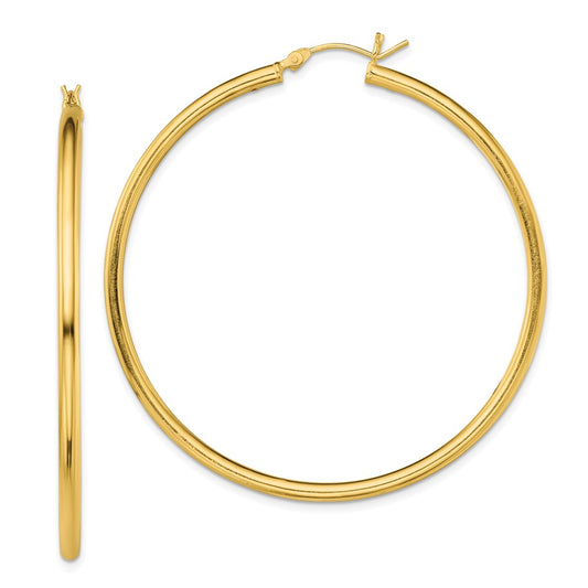 Sterling Silver Gold-Tone Polished 2.5X55mm Hoop Earrings