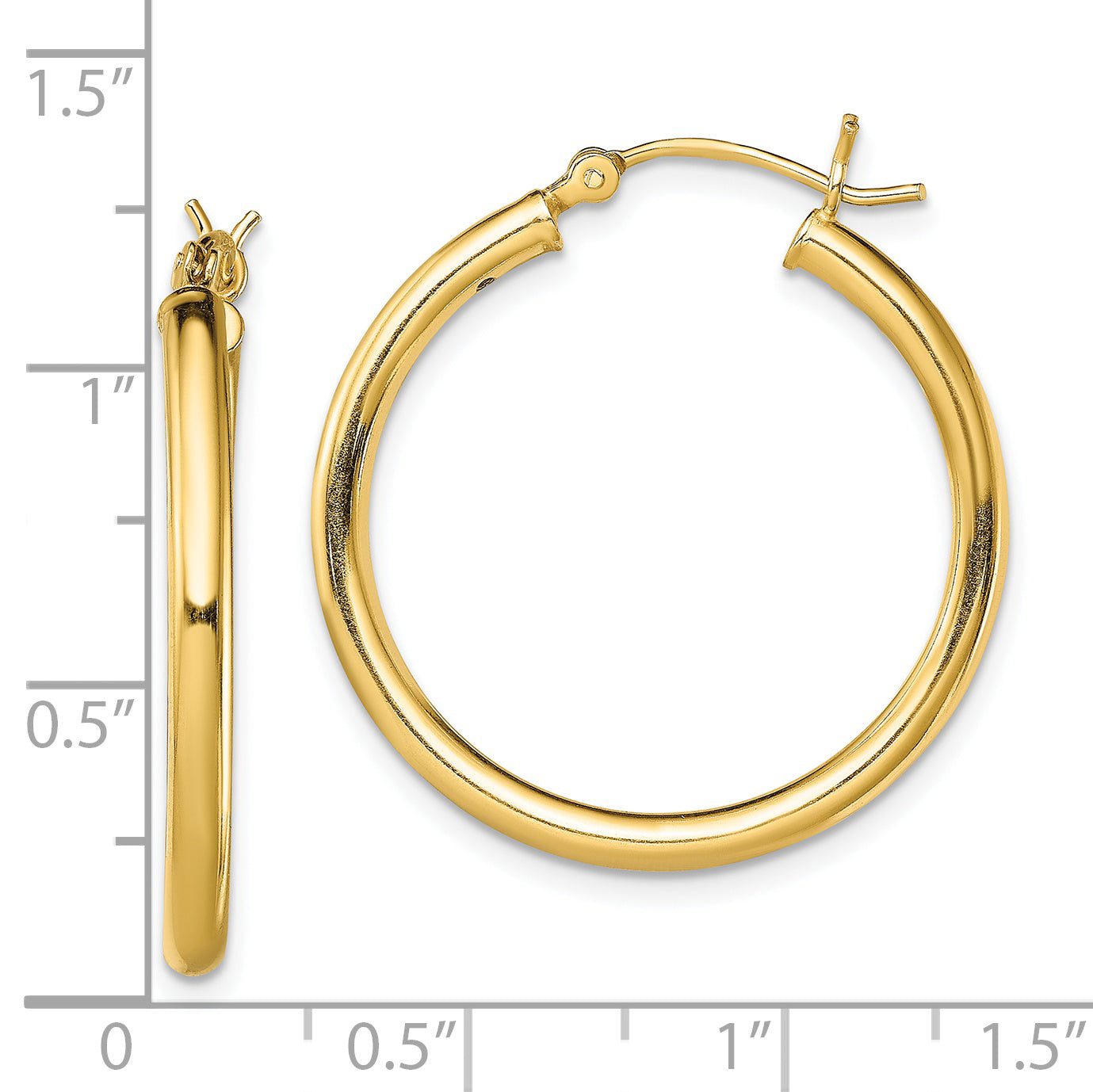 Sterling Silver Gold-Tone Polished 2.5X28mm Hoop Earrings