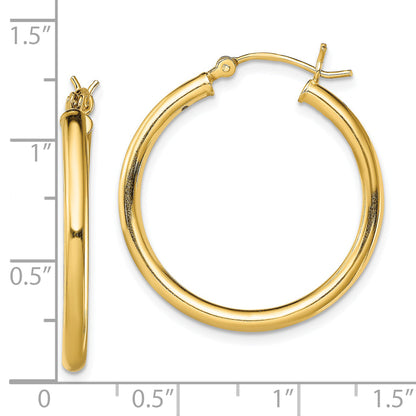 Sterling Silver Gold-Tone Polished 2.5X28mm Hoop Earrings