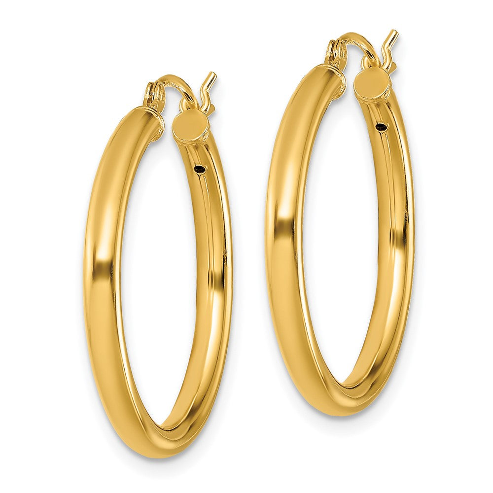 Sterling Silver Gold-Tone Polished 2.5X25mm Hoop Earrings