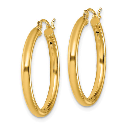 Sterling Silver Gold-Tone Polished 2.5X25mm Hoop Earrings