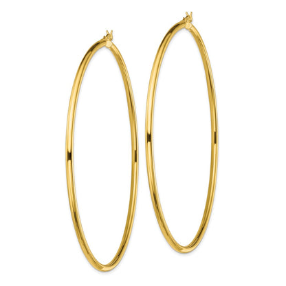 Sterling Silver Gold-Tone Polished 2.5X80mm Hoop Earrings
