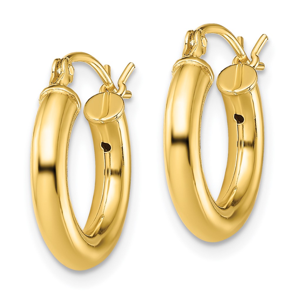 Sterling Silver Gold-Tone Polished 3X15mm Hoop Earrings