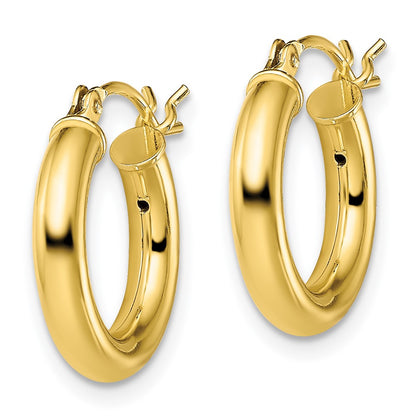 Sterling Silver Gold-Tone Polished 3X16mm Hoop Earrings