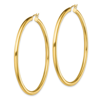 Sterling Silver Gold-Tone Polished 3X60mm Hoop Earrings