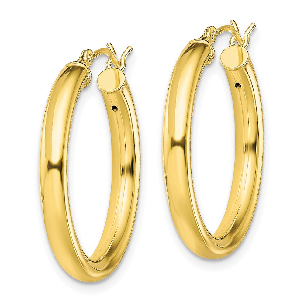 Sterling Silver Gold-Tone Polished 3X25mm Hoop Earrings