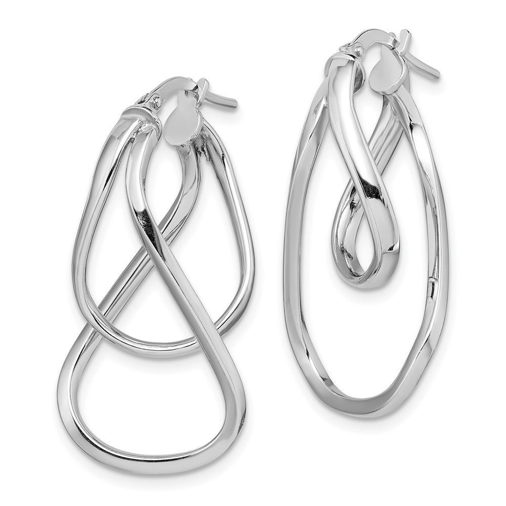 Sterling Silver Rhodium-Plated Double Twisted Hoop Earrings