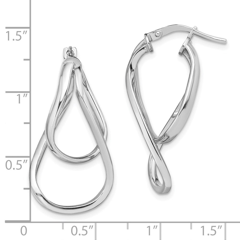 Sterling Silver Rhodium-Plated Double Twisted Hoop Earrings