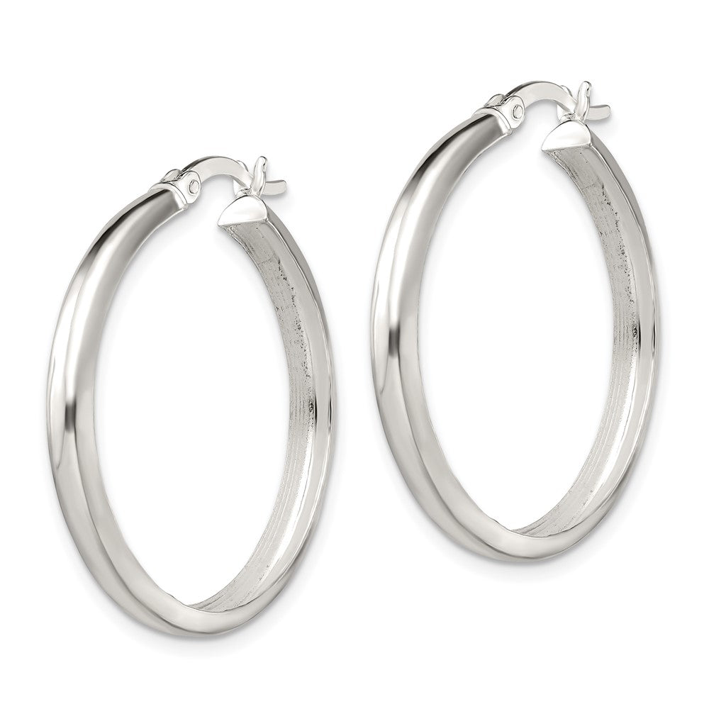 Sterling Silver Polished 4mm Round Hoop Earrings