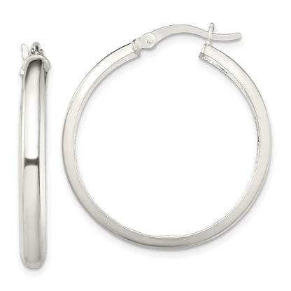 Sterling Silver Polished 4mm Round Hoop Earrings