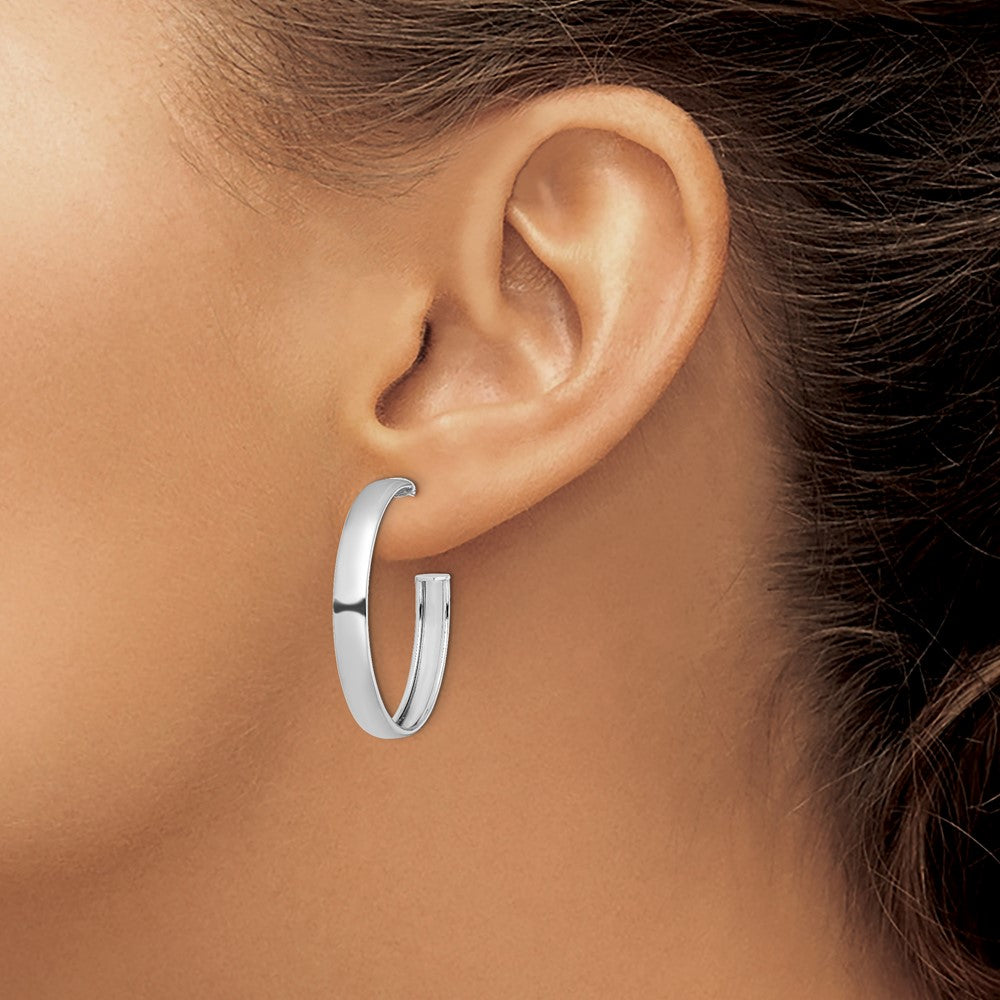 Sterling Silver Rhodium-Plated Polished 3.8mm Post Hoops