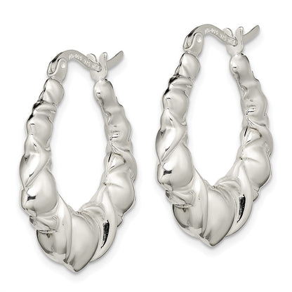 Sterling Silver Heart Scalloped Hoop Earrings