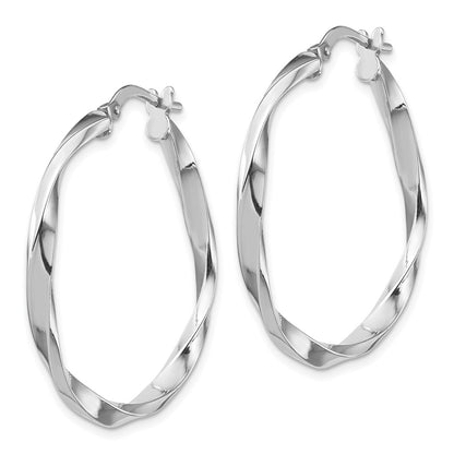 Sterling Silver Rhodium-Plated Polished Twisted 2.5X25mm Hoop Earrings