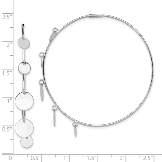 Sterling Silver Rhodium-Plated Polished & Discs Round Hoop Earrings