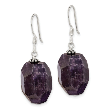 Sterling Silver Amethyst Stone Dangle Earrings