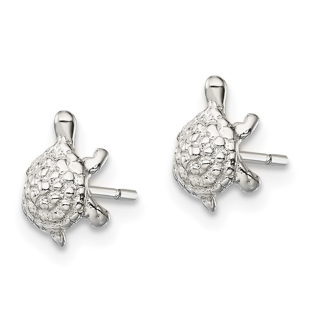 Sterling Silver Polished And Textured Turtle Post Earrings