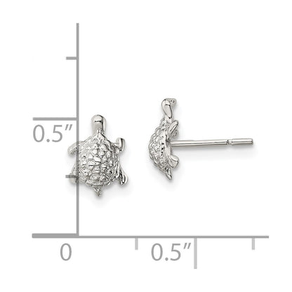 Sterling Silver Polished And Textured Turtle Post Earrings
