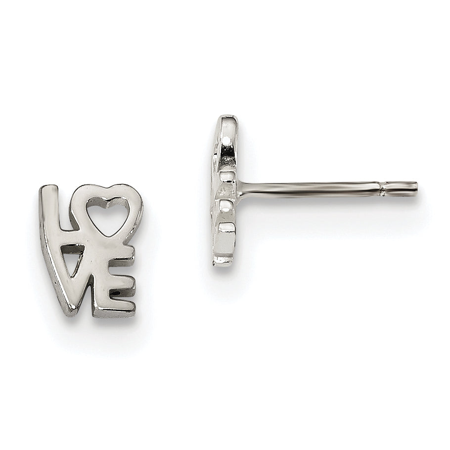 Sterling Silver Love Post Earrings