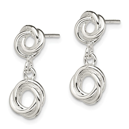 Sterling Silver Rhodium-Plated Knot Polished Dangle Earrings