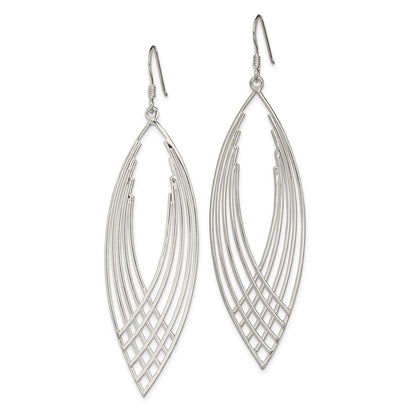 Sterling Silver Polished Fancy Dangle Shepherd Hook Earrings