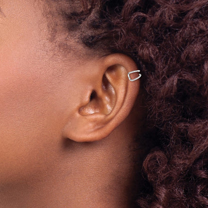 Sterling Silver Rhodium-Plated Polished Adjustable Pair Of Cuff Earrings
