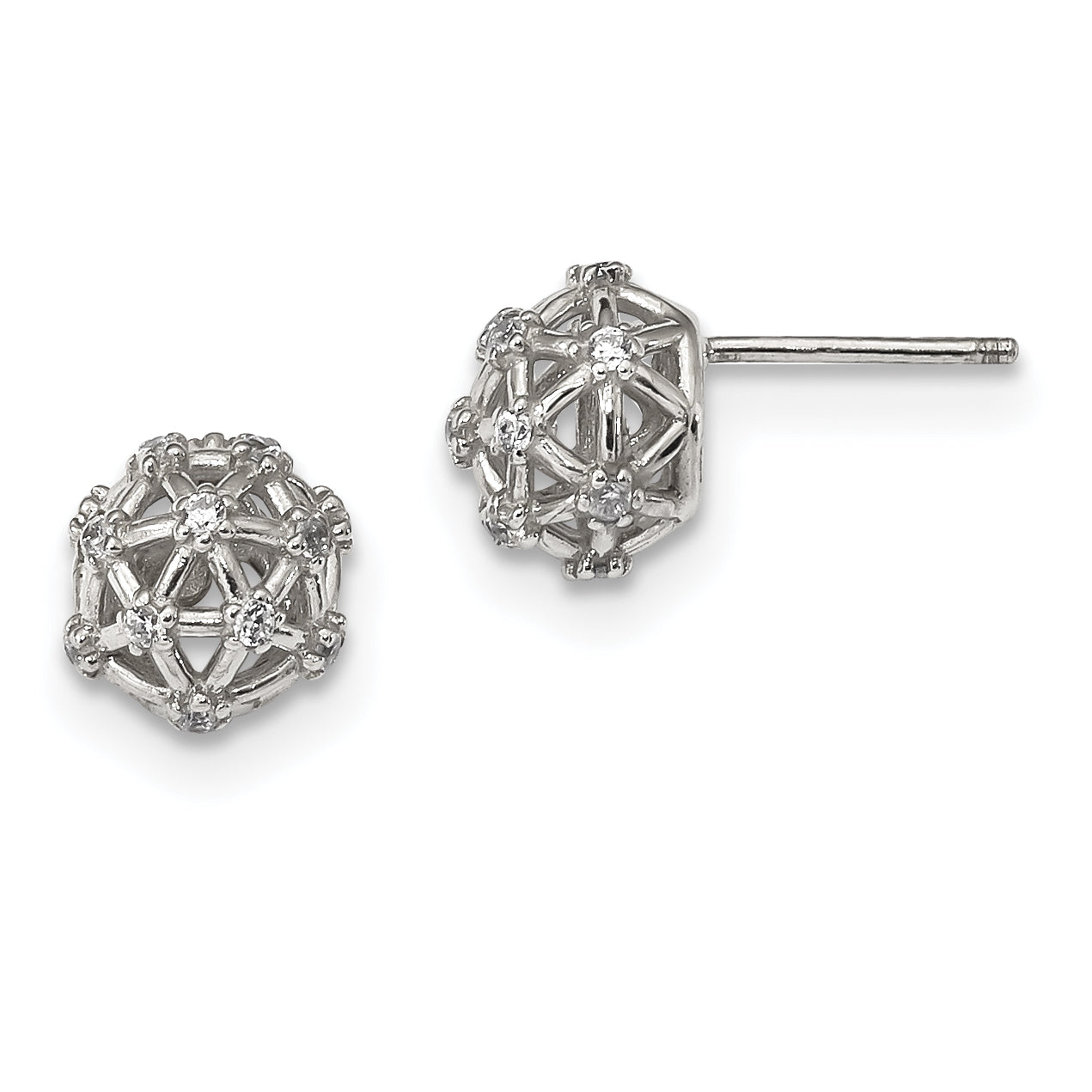 Sterling Silver Cz Post Earrings