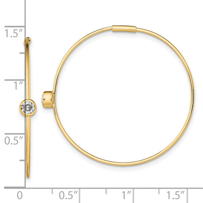 Ss/Gold Plated Sterling Silver Gold-Tone Polished Cz Bezel Endless Round Hoop Earrings