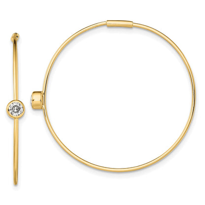 Ss/Gold Plated Sterling Silver Gold-Tone Polished Cz Bezel Endless Round Hoop Earrings