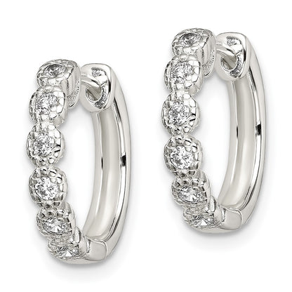 Sterling Silver Cz Hinged Hoop Earrings